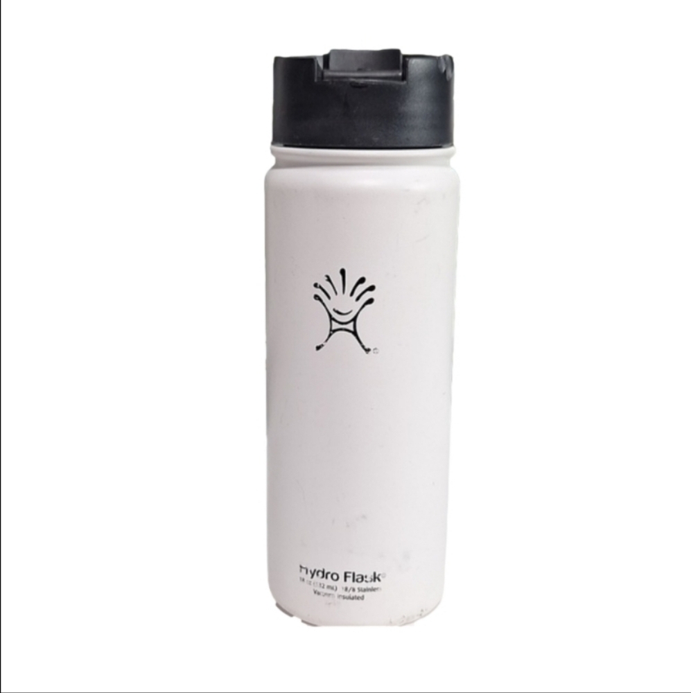 Hydro Flask Classic White Bottle with Black Lid 18 Oz.